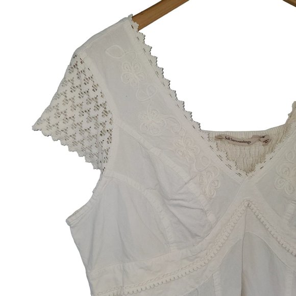 Soft Surroundings Angelica Gauze Embroidered Dress Ivory Size M - Picture 3 of 14